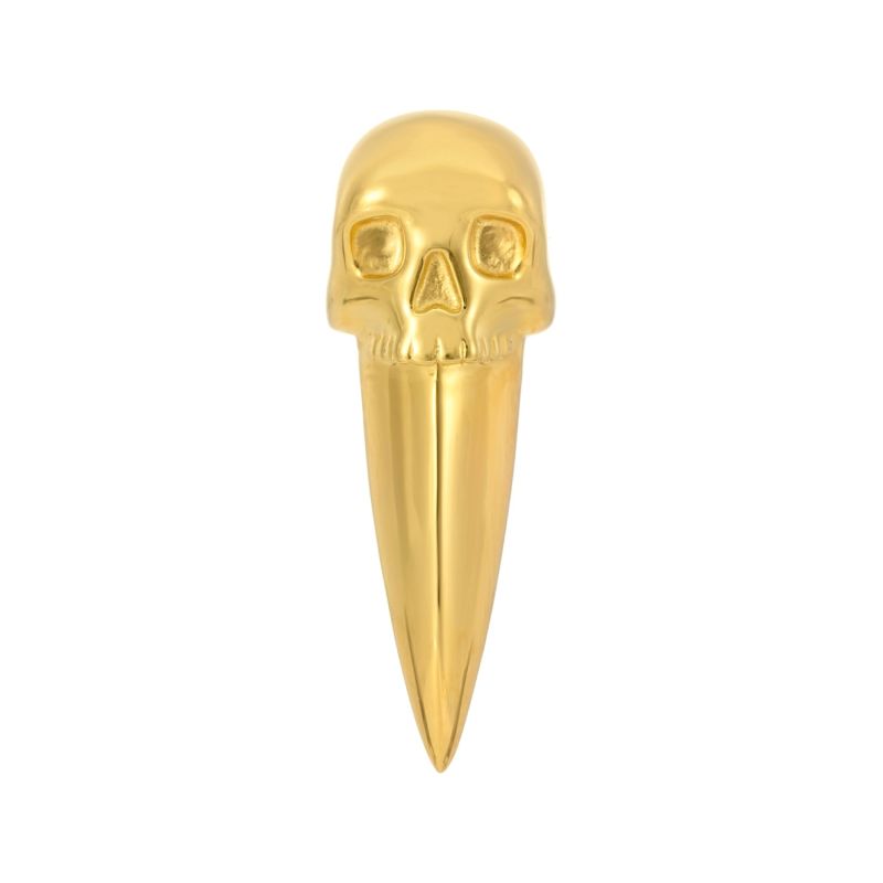 Skull Fang Earring In Gold image