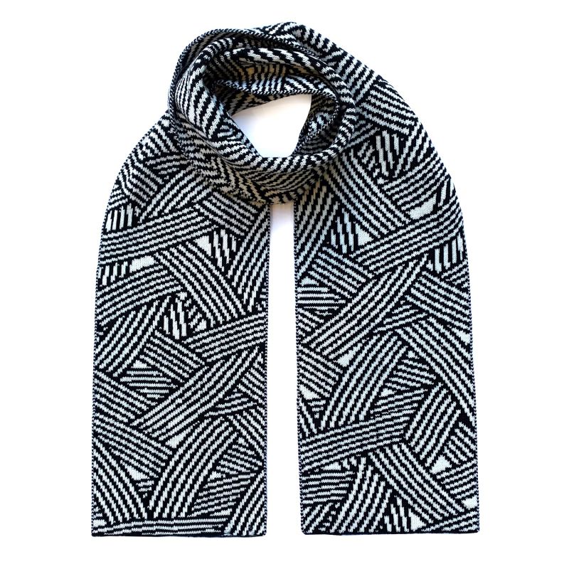 Geometric Striped Wool & Cashmere Scarf image