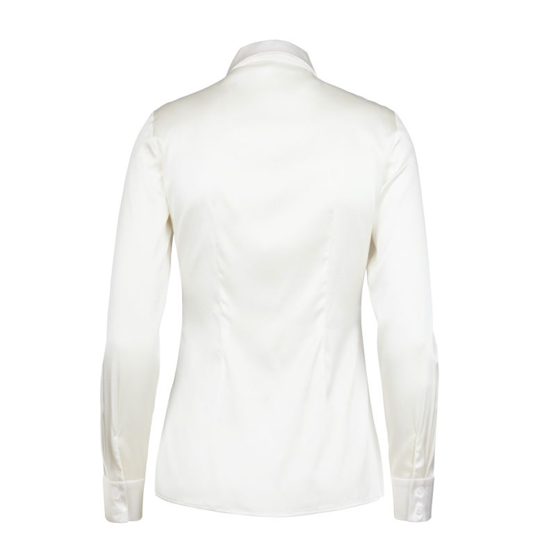 White Lycra Fitted Shirt with Crystals On The Collar and Sleeves :: Show  Diva Designs