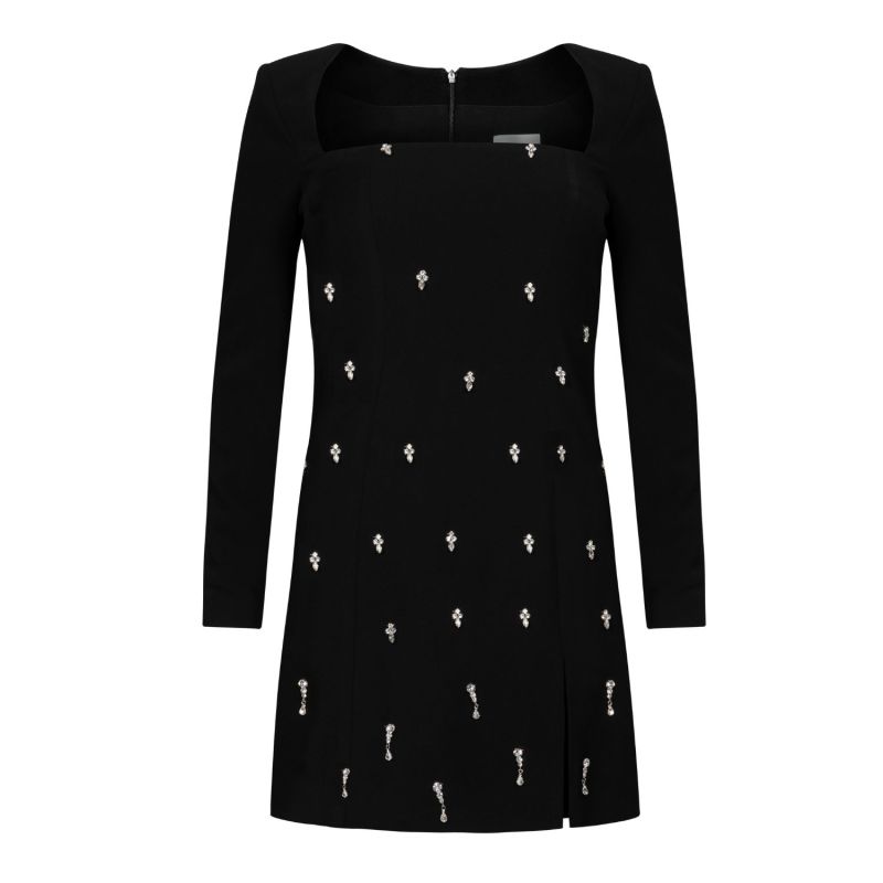 Esma Crepe Crystal Embellished Mini Dress - Black image