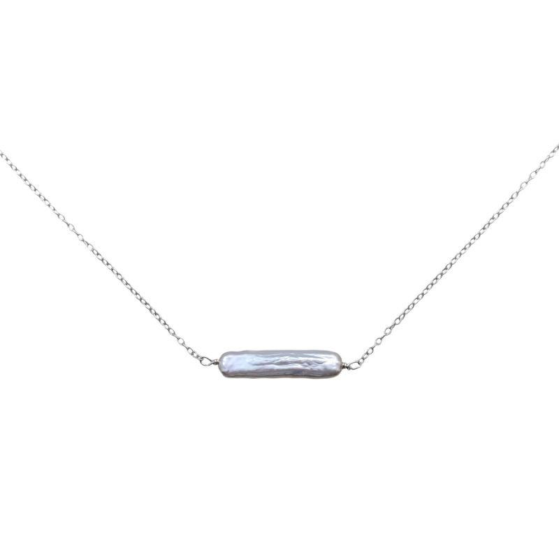 Esme Baroque Pearl Bar Sterling Silver Necklace image