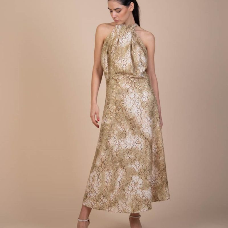 Esme Champagne Gold Lace Maxi Dress image