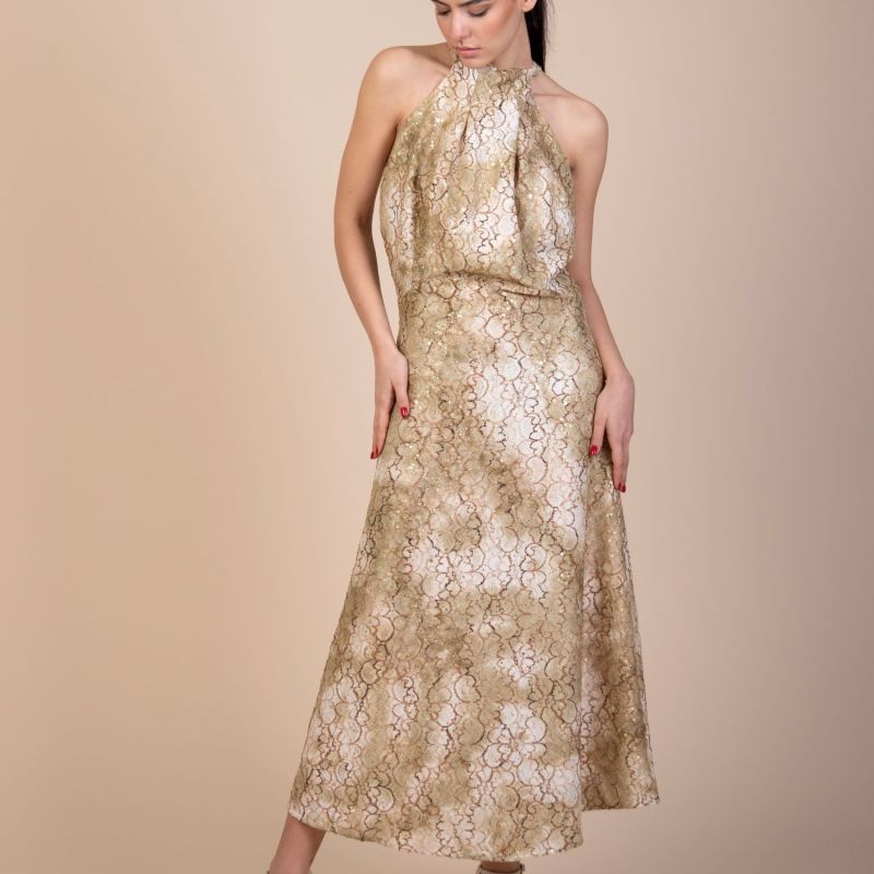 Esme Champagne Gold Lace Maxi Dress image