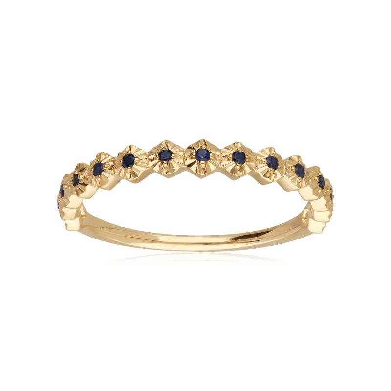 Blue Sapphire Band Ring In Yellow Gold image