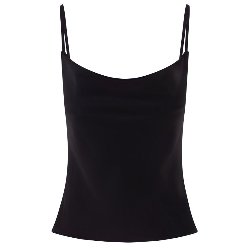 Essentials - Satin Cowl-Neck Top- Black image