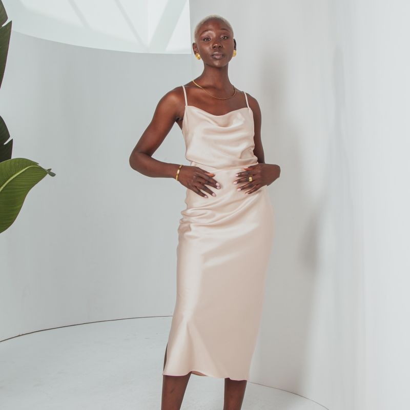 Ivory silk midi skirt hotsell
