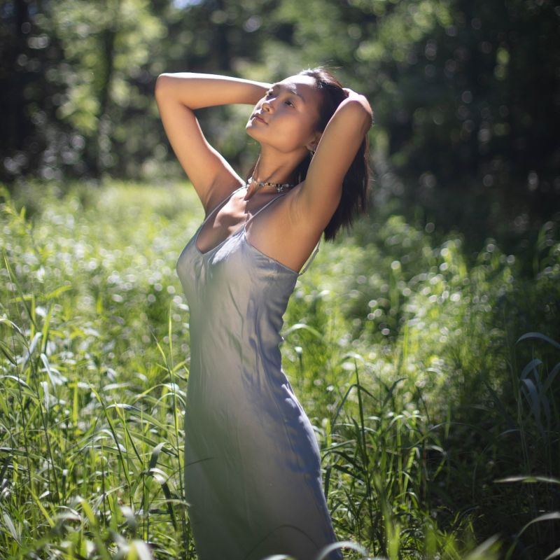 Natural Dyed Prairie Wildrye Slip Dress In Tall Bell Flower image