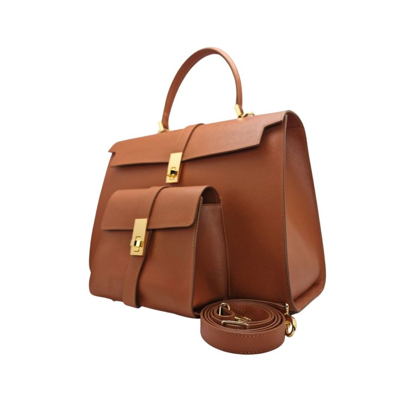 Ethereal Double Dose Bag In Saffiano Calf Leather - Brown image