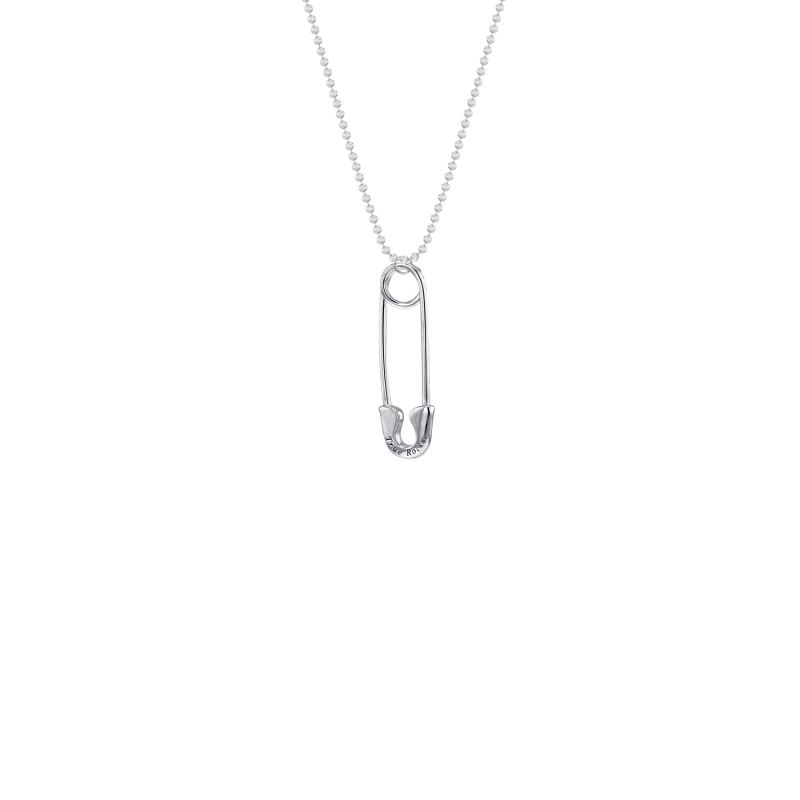 Medium Safety Pin Necklace Silver image