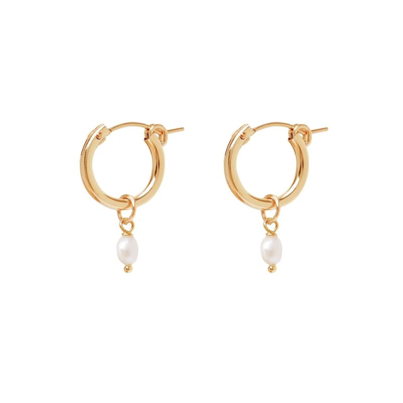 Etta Rice Pearl Gold Hoops image