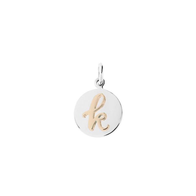 Recognised Sterling Silver K Alphabet Popon Pendant & Papeclip Chain Necklace image