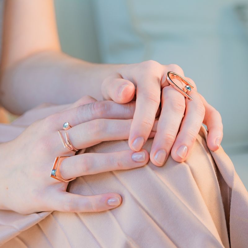 Rose Gold Ring Blue Topaz Lunaria image