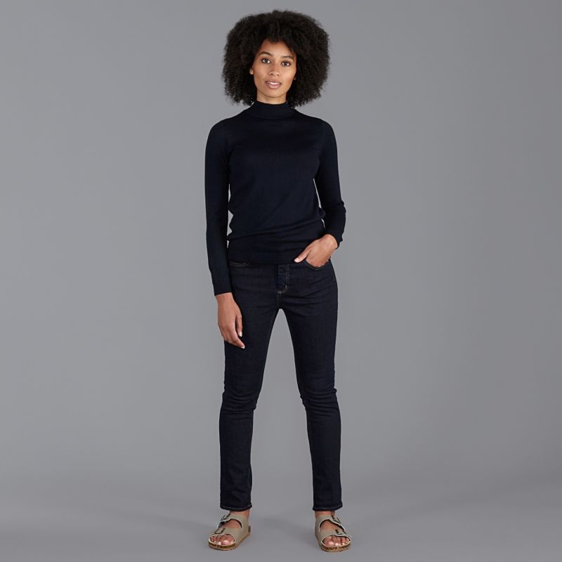 Women's Pure Extra Fine Merino Wool High Neck Hayley Jumper - Navy image