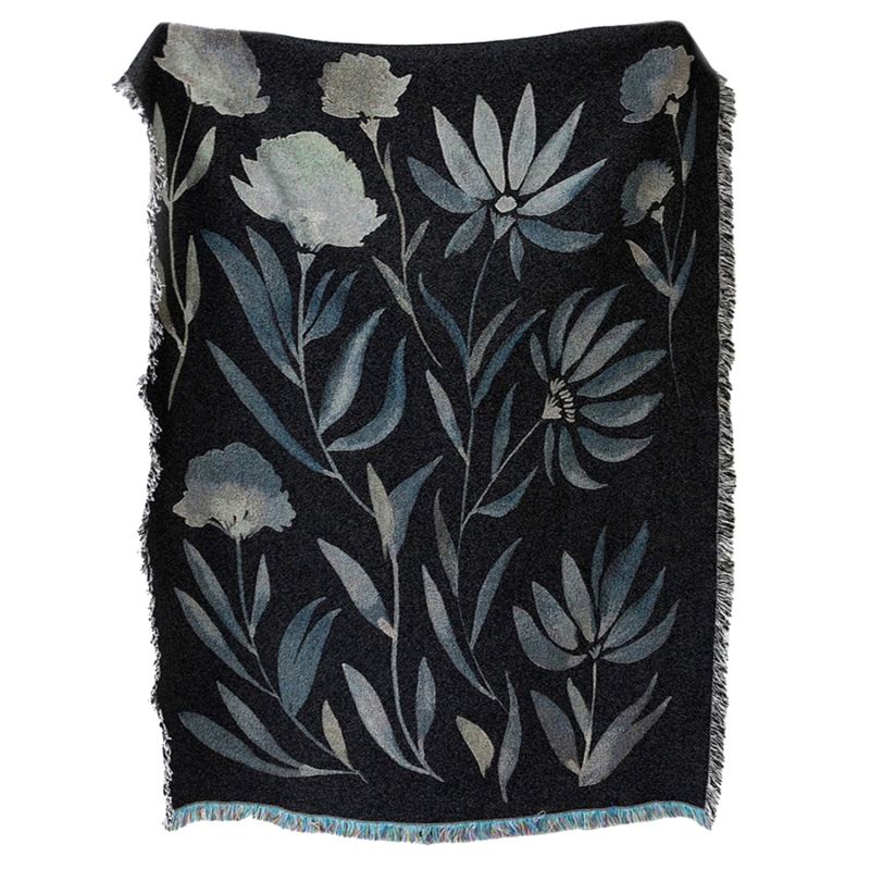 Bloom Dark Mint Green Recycled Cotton Woven Throw image