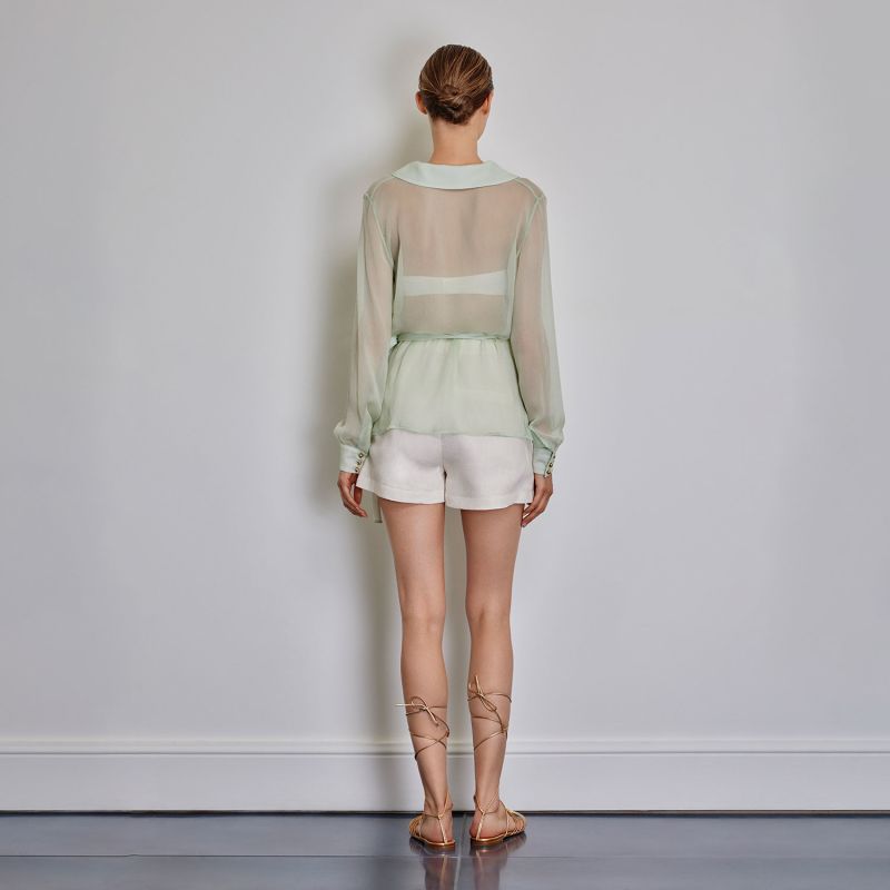 Eva Silk Blouse - Mint Green image