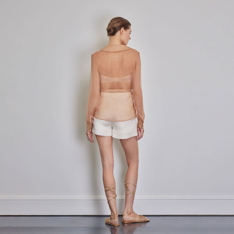 Eva Silk Chiffon Blouse - Nude image