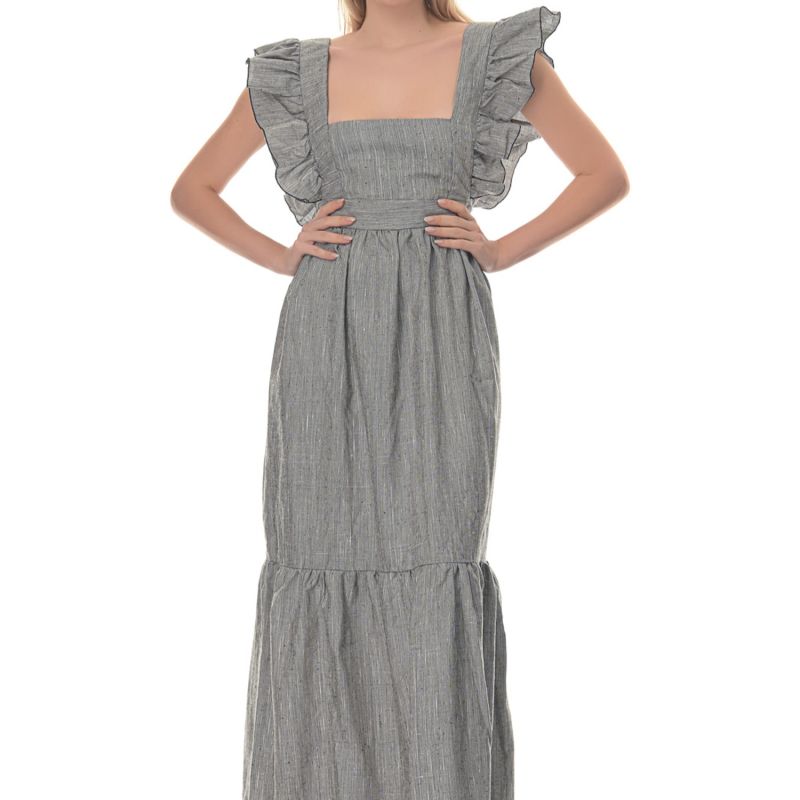 Evangelia Linen Maxi Dress - Grey image