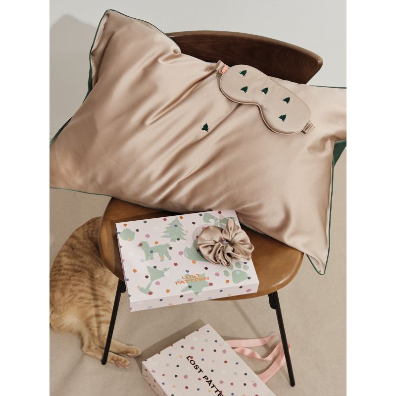 Evergreen 3 Piece Silk Gift Set - Silk Pillowcase & Silk Sleep Eye Mask & Silk Scrunchie image
