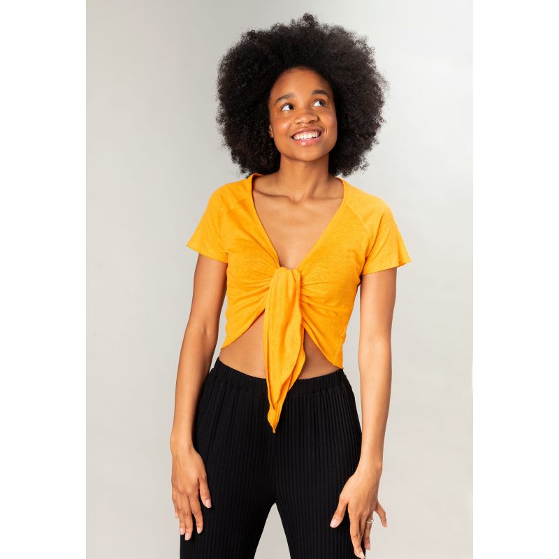 Evike Knot Top Tangerine Orange image