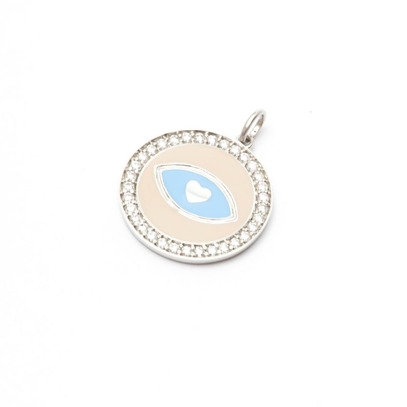 Evil Eye Platinum Enamel And Diamond Pendant image