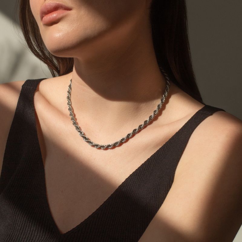 Silver Rope Chain Necklace image