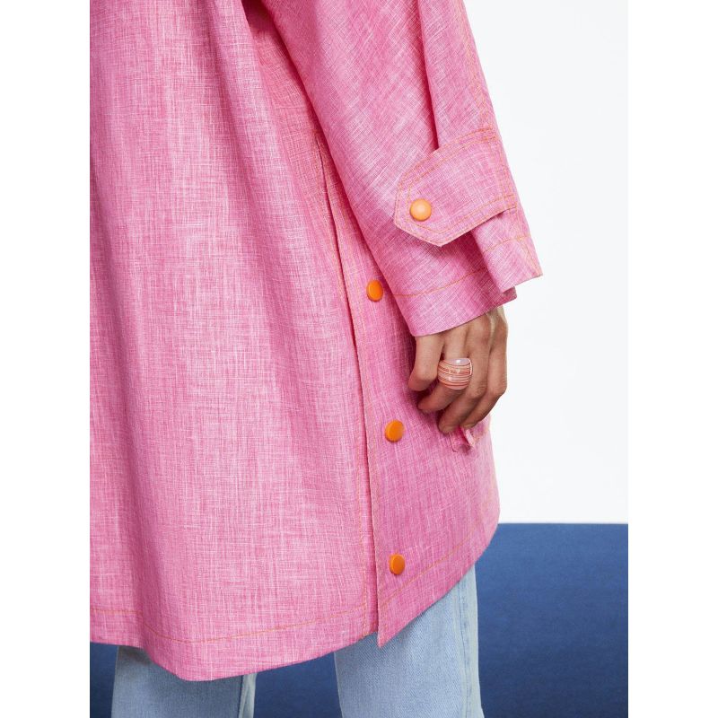 Printed Hooded Pink Trench Coat image