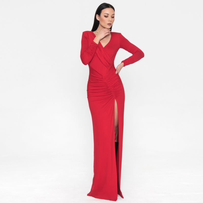 Aurora Long Draped Dress Red image