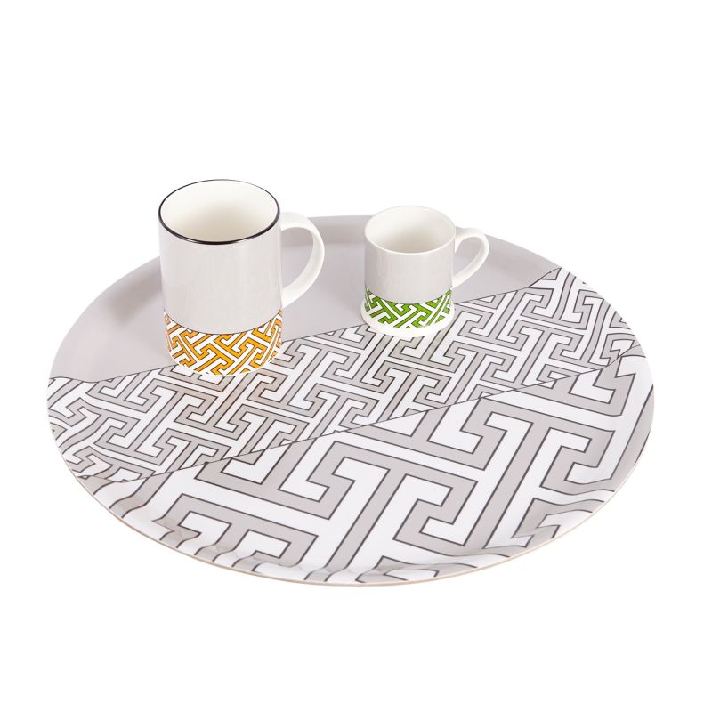 Maze Grey White Round Tray image