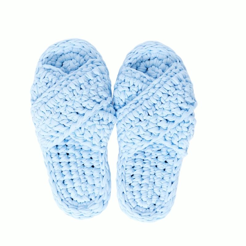 Handmade Crochet Slippers In Blue image