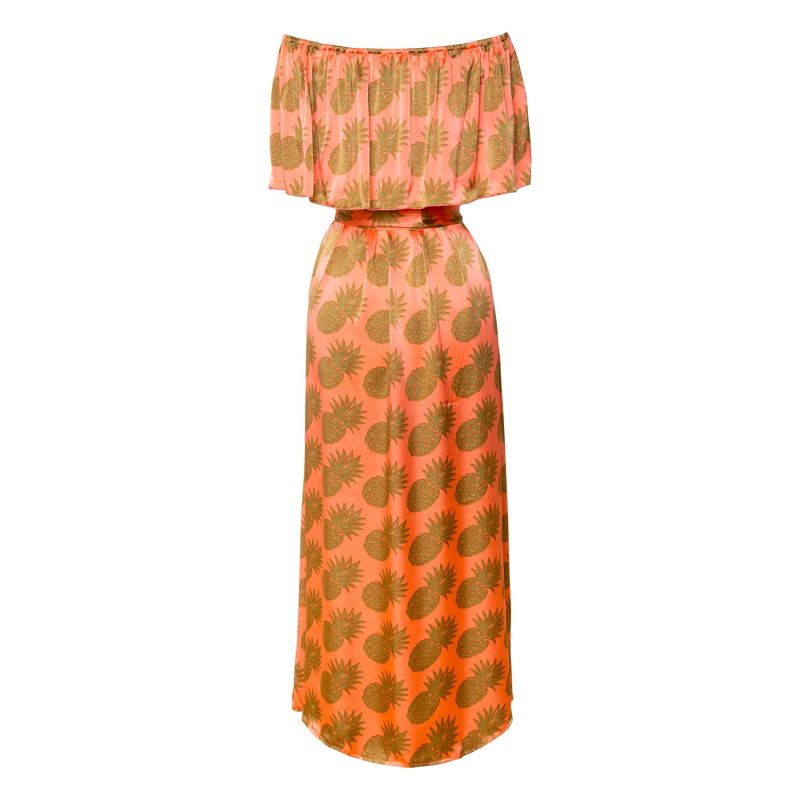 Exuberant Off The Shoulder A Line Maxi - Silk - Pineapples image