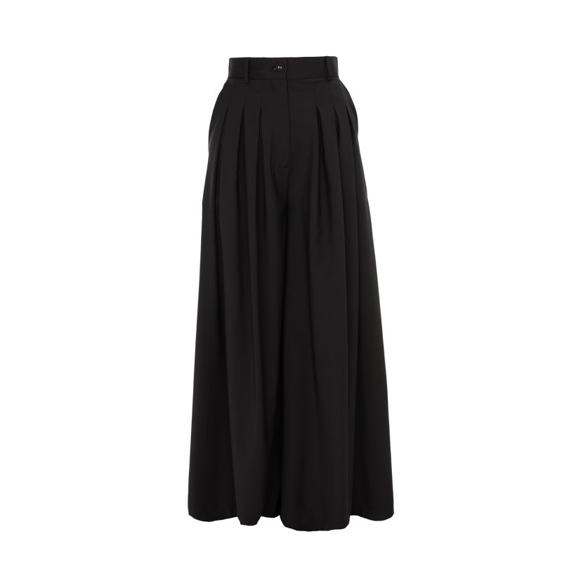 Eyos Infinity | Wool Palazzo Trousers With Ribbons In Black image