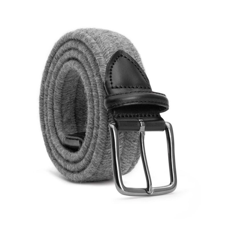 Elastic Braided Wool Belt Grey Flavio image