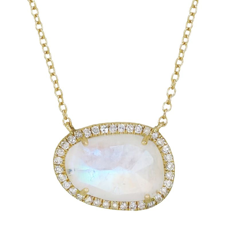 Moonstone Pebble Necklace With Diamonds image