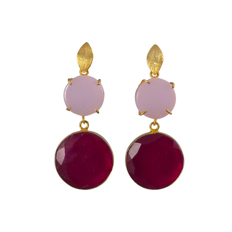 Double Pink Onyx Cocktail Earrings image