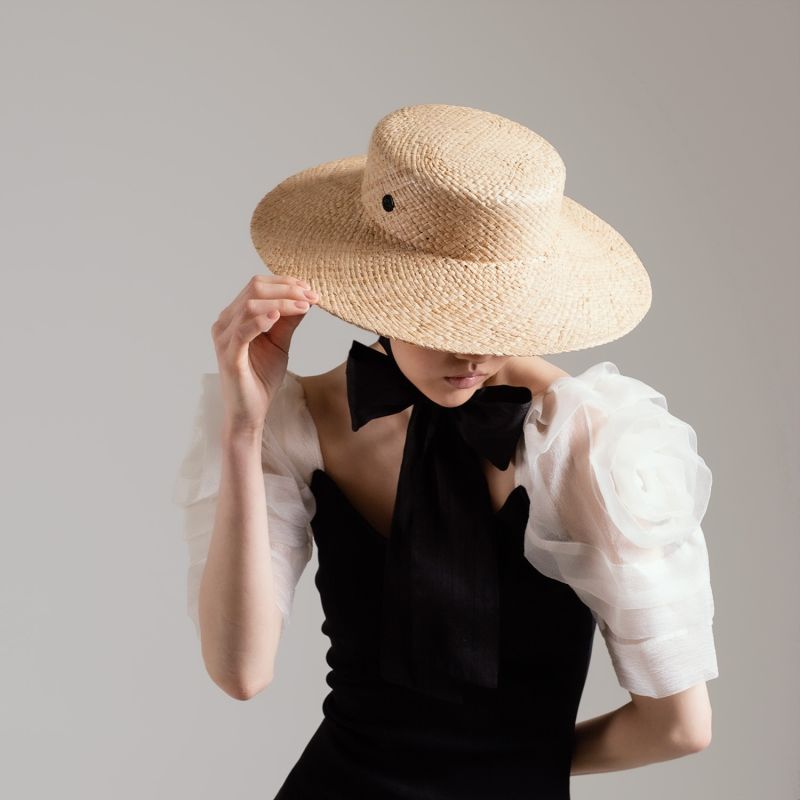 Pamela - Straw Mushroom Hat With Silk Bow image