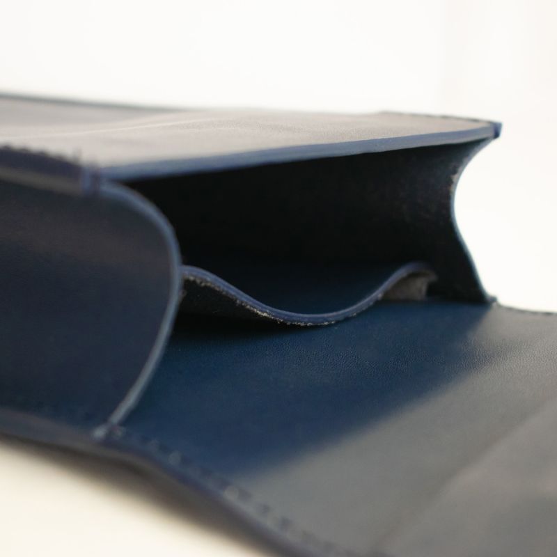 Handmade Adjustable Leather Phone Bag With Pocket - Navy Blue image