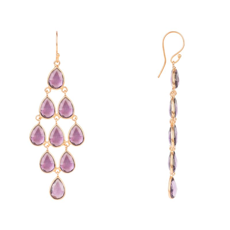 Erviola Gemstone Cascade Earrings Rose Gold Amethyst Hydro image