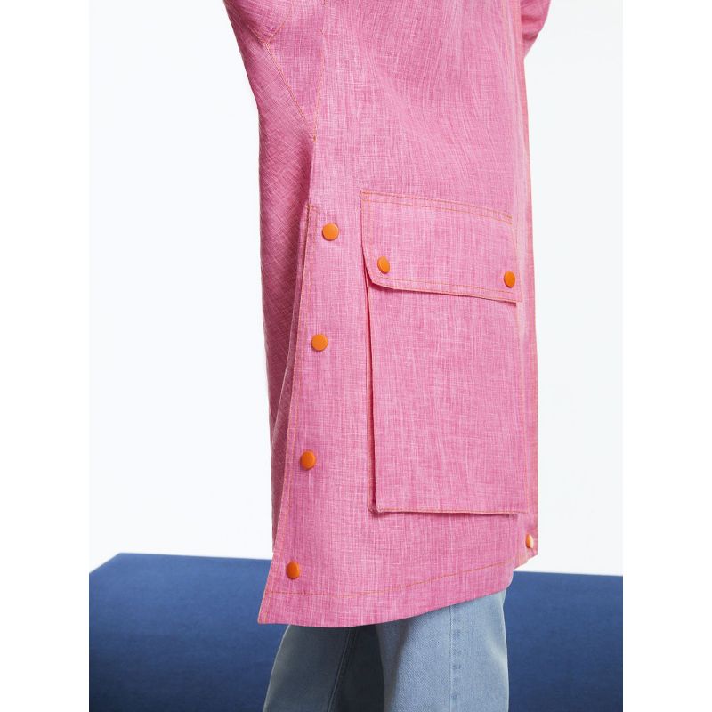 Printed Hooded Pink Trench Coat image