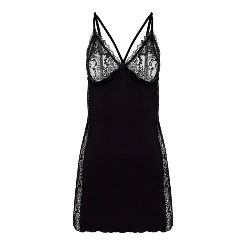 Sensual Short Chemise - French Leavers Lace - Black image