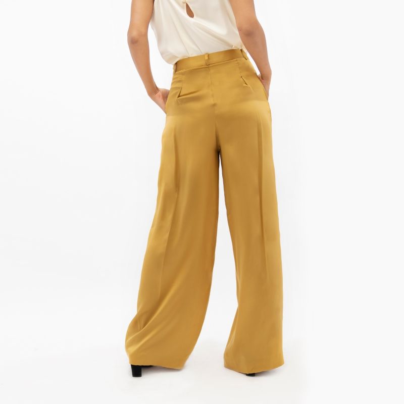 Branson Silk White Leg Pants In Yellow Mimosa image