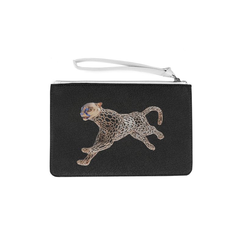 Cheetah Medium Clutch Bag Saffiano Leather Finish - Black image