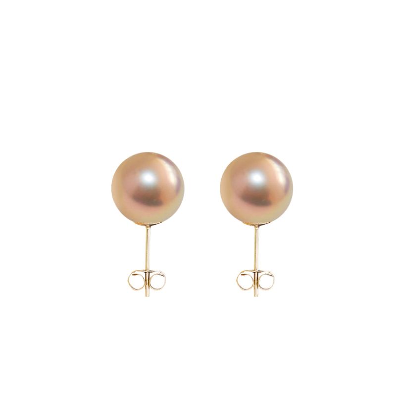 Large Gold Pearl Studs Earrings - Solid 9Ct Gold image