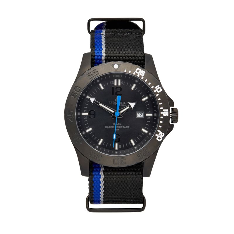 Bermuda Watch Co Stovel Bay Black & Blue Nylon Gtls Watch image