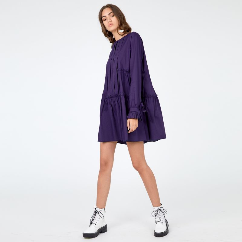 Isla Purple Cotton A Line Dress image