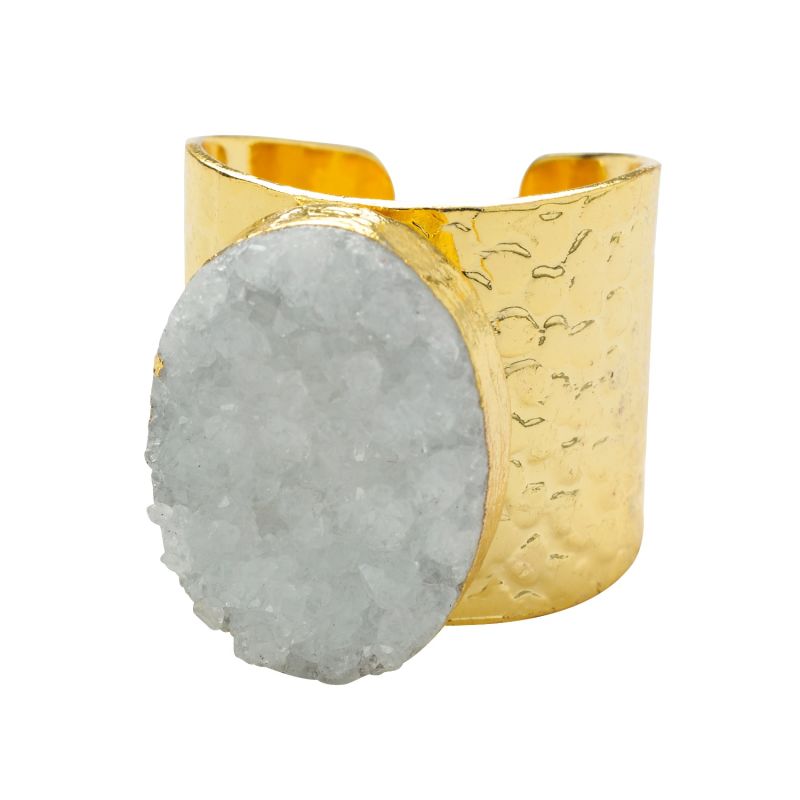 Winter White Crystal Crush Gold Statement Ring image