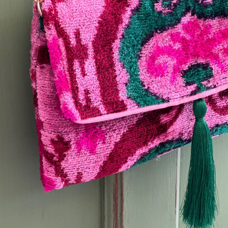 Fabulous Pink Velvet Ikat Clutch image