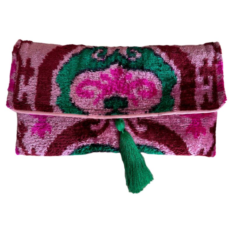 Fabulous Pink Velvet Ikat Clutch image