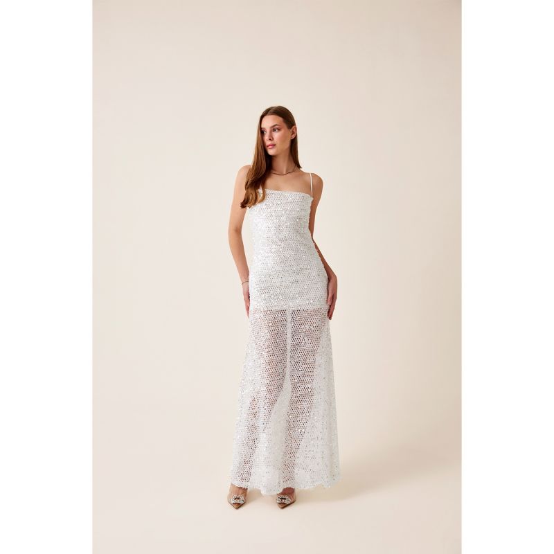 Faerie Ecru White Sequin Maxi Reception Dress image