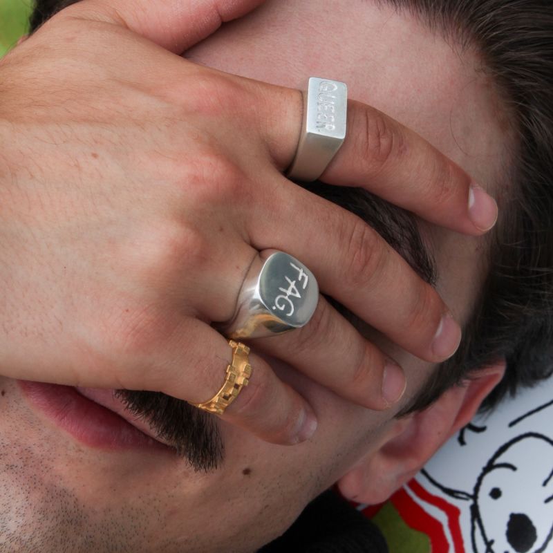 Silver Chunky Fag Signet Ring image
