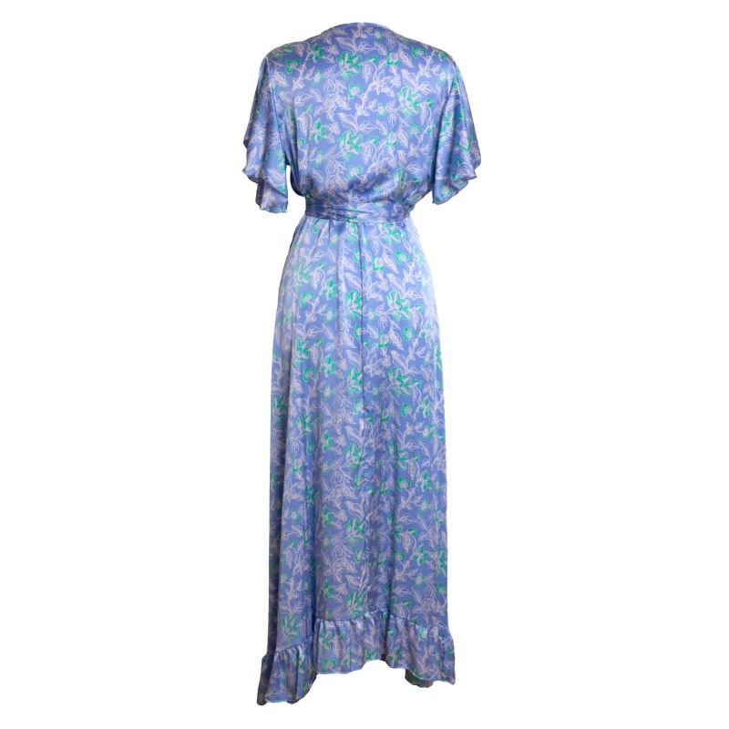 Fanciful Short Sleeve Wrap Dress – Silk - Orchid Blue image